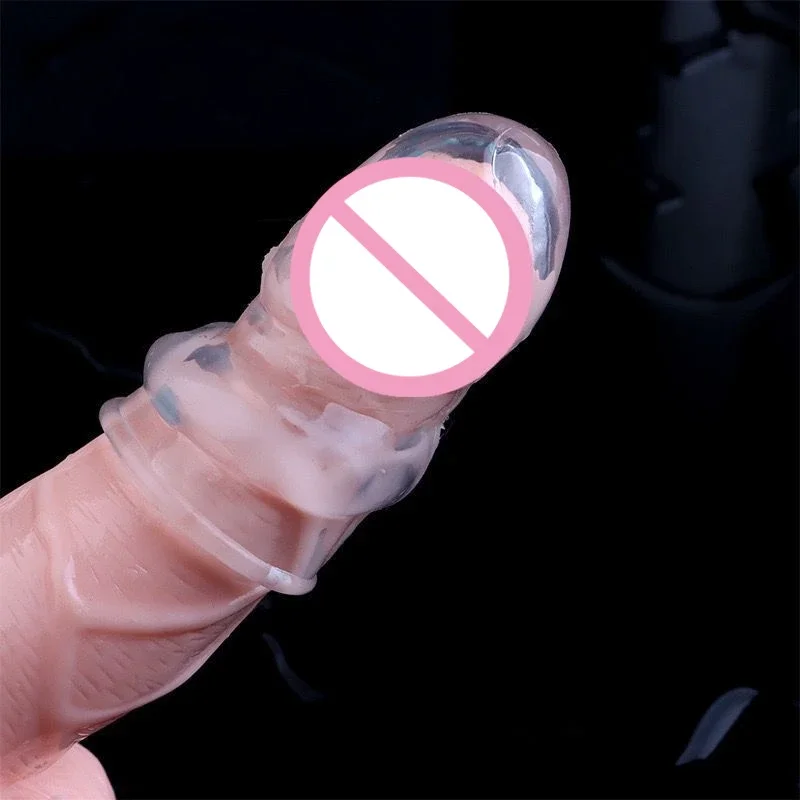 Комплект от 2 ТЕМИ, кратък противоскользящий Кристално прозрачен ръкав за главичката на пениса, уменьшающий чувствителност на главичката, пръстен за фиксиране на спермата, Петушиное пръстен за мъже . ' - ' . 0