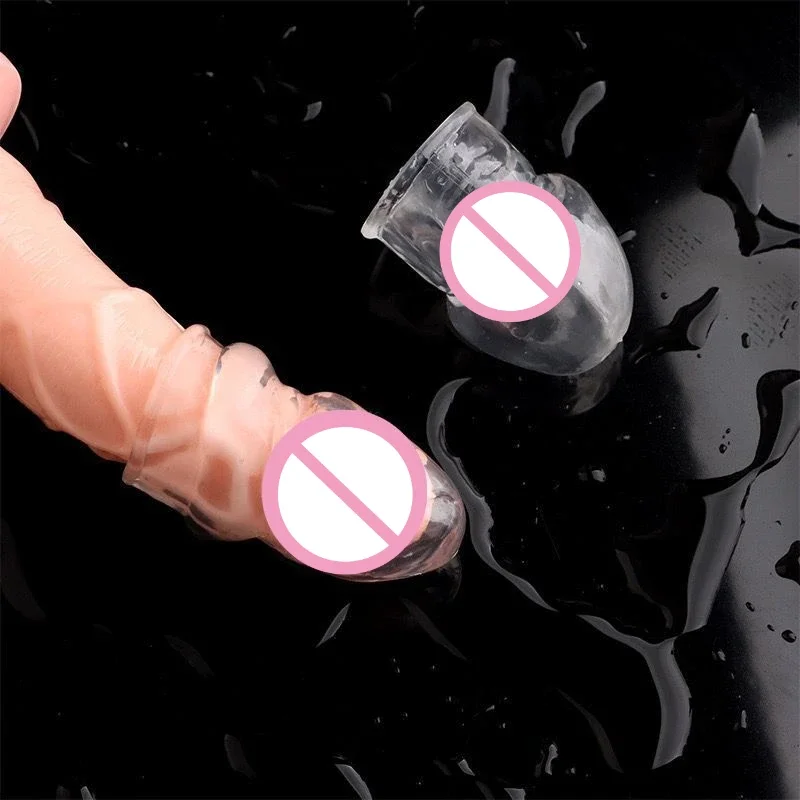 Комплект от 2 ТЕМИ, кратък противоскользящий Кристално прозрачен ръкав за главичката на пениса, уменьшающий чувствителност на главичката, пръстен за фиксиране на спермата, Петушиное пръстен за мъже . ' - ' . 1