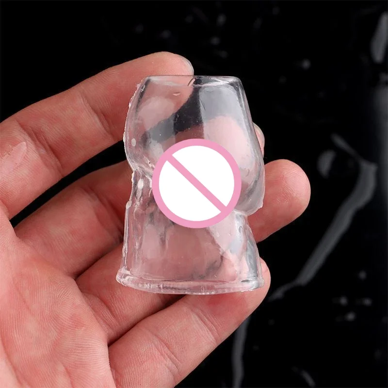 Комплект от 2 ТЕМИ, кратък противоскользящий Кристално прозрачен ръкав за главичката на пениса, уменьшающий чувствителност на главичката, пръстен за фиксиране на спермата, Петушиное пръстен за мъже . ' - ' . 3