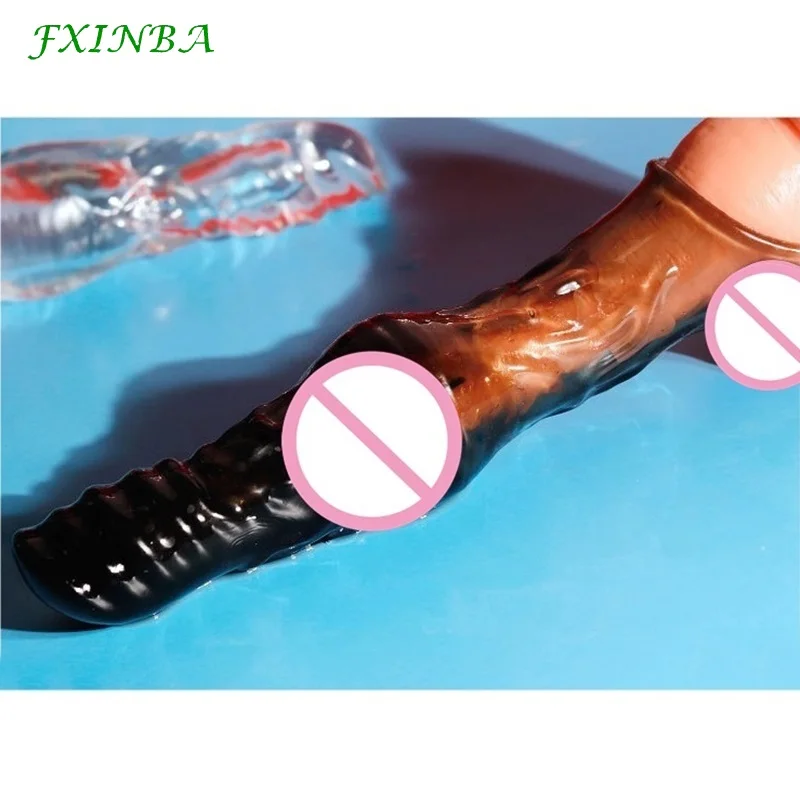 FXINBA Удължител ръкав за пениса 23 см, Лупа член за мъжки член, секс играчки За мъже, Задерживающий еякулацията, за многократна употреба на Презерватив . ' - ' . 5