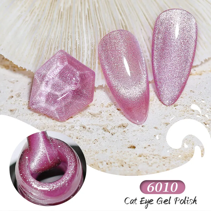 Clou Beaute Прозрачен Желеобразный Гел-лак за нокти Cat Eye с кристали Super Shine, Магнитен Гел-лак за нокти, Холографски Полупостоянный Дизайн нокти . ' - ' . 4