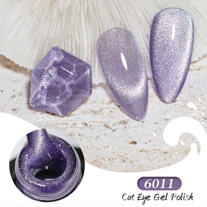 Clou Beaute Прозрачен Желеобразный Гел-лак за нокти Cat Eye с кристали Super Shine, Магнитен Гел-лак за нокти, Холографски Полупостоянный Дизайн нокти . ' - ' . 5