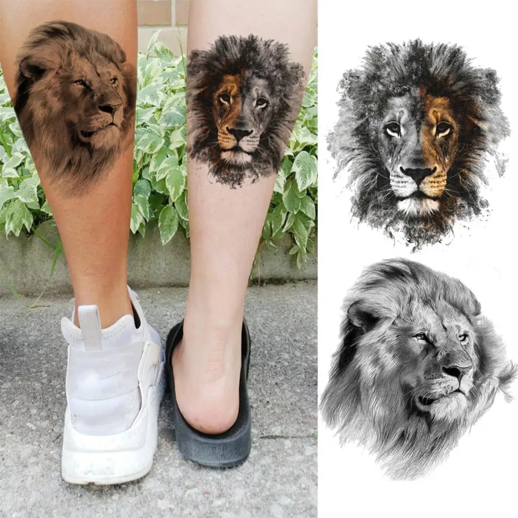 Временни татуировки с 3D Главата черен Тигър за жени, мъже, възрастни, Вълкът, Лъвът, Кръст, фалшива татуировка, стикер, модерен боди-арт, водоустойчив татуировки . ' - ' . 5