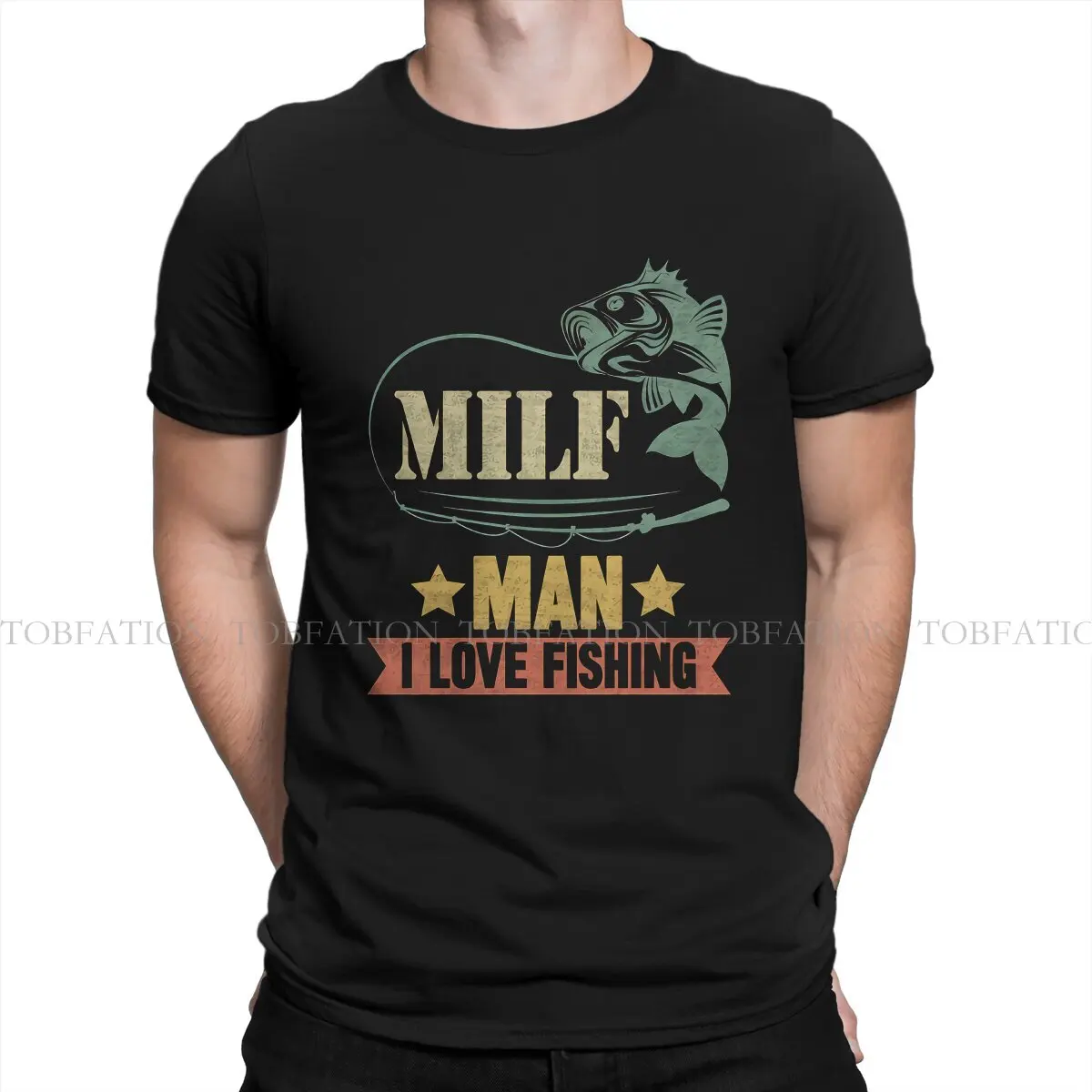 Тениска MILF от чист памук, Човек, аз обичам риболов с Елегантна риза, мъжка тениска за отдих, Нов дизайн, по-Голямата разпродажба . ' - ' . 0