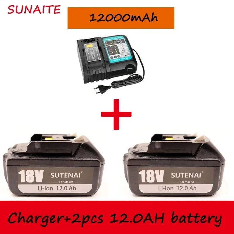 акумулаторна батерия 18650, резервна батерия Makita, 18v12000mah със зарядно устройство 4A, bl1840 bl1850 bl1830 bl1860b lxt400 . ' - ' . 0
