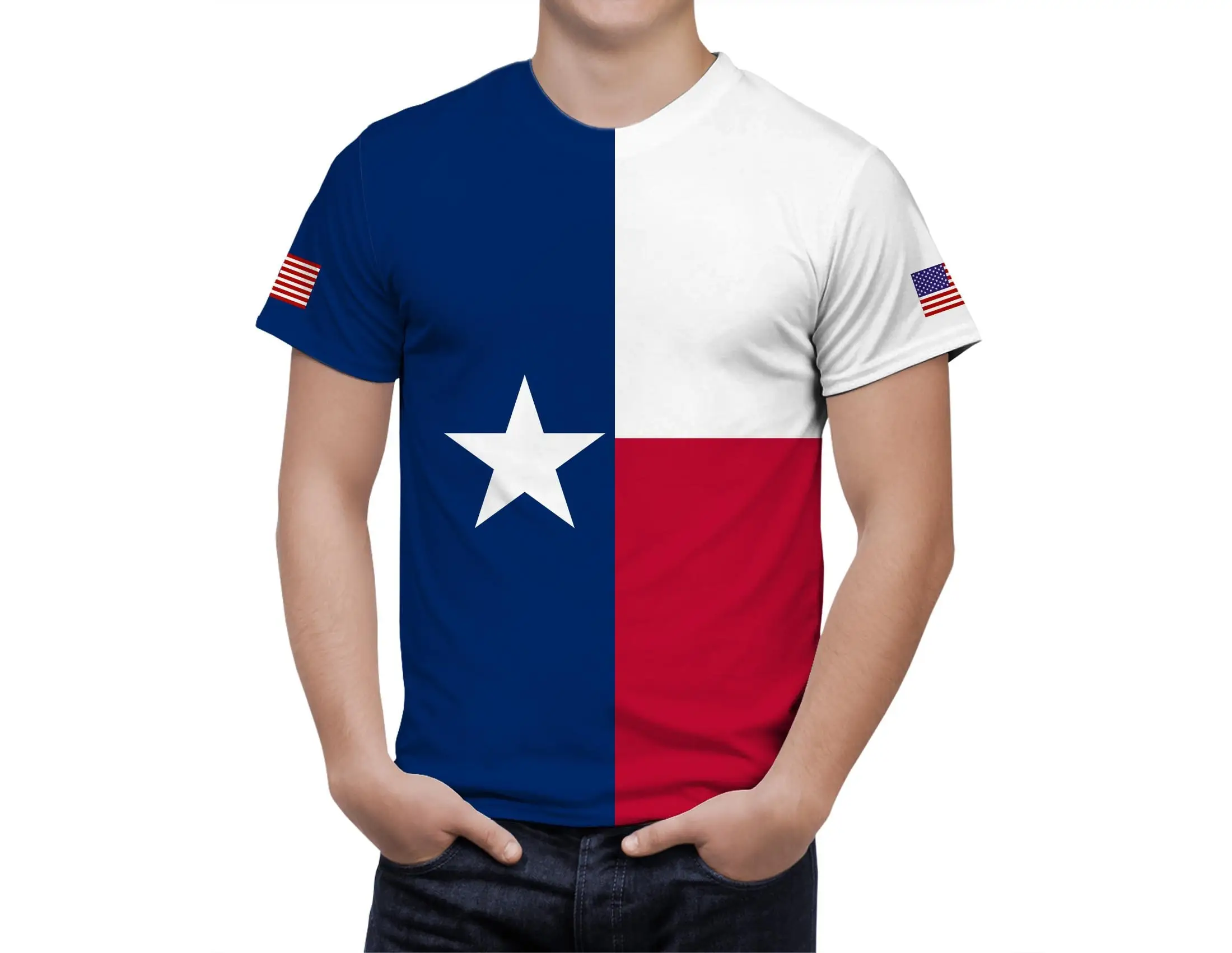 Национален флаг на щата Тексас, 3D Тениска за мъже, модни топове с кръгло деколте и къс ръкав в стил хип-хоп, мъжки дрехи . ' - ' . 0