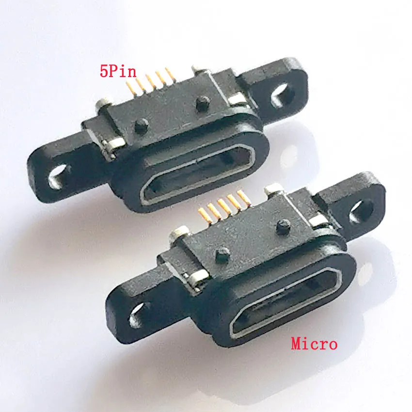 2 елемента 5ШТ Micro USB 5pin Конектор за зареждане, докинг порт 5 ПЕНСА IP67, Водоустойчива жак-изход с отвор за винта . ' - ' . 0