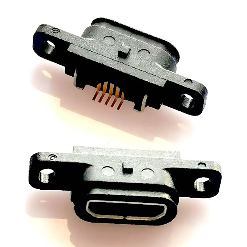 2 елемента 5ШТ Micro USB 5pin Конектор за зареждане, докинг порт 5 ПЕНСА IP67, Водоустойчива жак-изход с отвор за винта . ' - ' . 1
