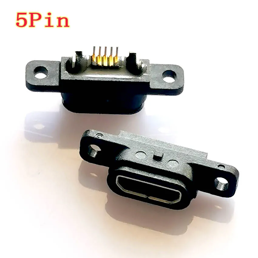 2 елемента 5ШТ Micro USB 5pin Конектор за зареждане, докинг порт 5 ПЕНСА IP67, Водоустойчива жак-изход с отвор за винта . ' - ' . 2