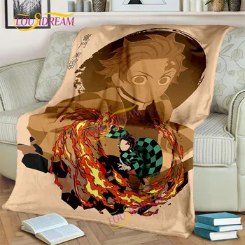 Убийцата на Демони Плюшевое Топло Одеяло Спално Бельо С 3D Принтом на Японски Карикатура на Меко Одеяло Детски Кът за почивка одеяло