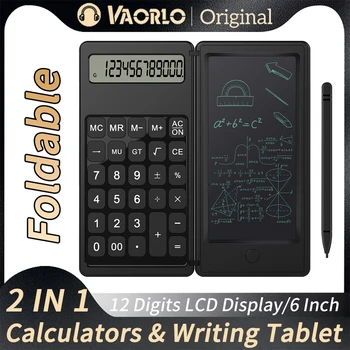Сгъваем калкулатор и 6-инчов LCD таблет за писане, дигитален бележник за рисуване с писалка, заключване на бутона за изтриване на училище, офис, бизнес