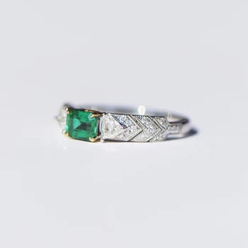 Класически дизайн, инкрустиран със сребро стрели, оригинални пръстени със зелени камъни за жени, леки луксозни модни аксесоари от висок клас