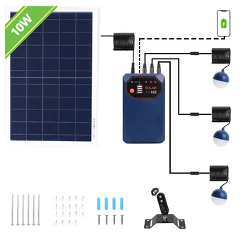 H2 Домашна Система за Съхранение на Слънчева Енергия от 10 W Контролер за Слънчеви панели 38 Wh Комплект за Хранене Light 12000mAh LiFePO4 12v5 USB Зарядно Устройство За Мобилен Телефон