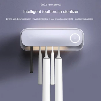 1 бр. Електрическа четка за зъби за UV стерилизация Титуляр за сушене, монтиран на стената Бял ABS За организатор за баня Аксесоари