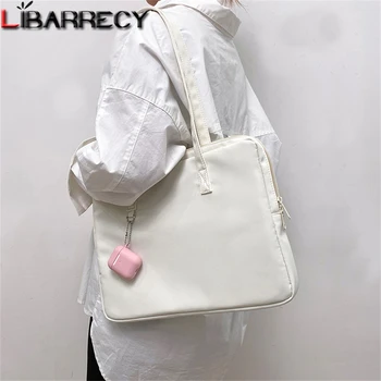 Однотонная дамска чанта с голям капацитет, модерна дамска чанта, висококачествен найлон женствена чанта през рамо, студентски пътни чанти Bolso Mujer