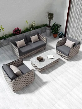 Уличен диван, тераса, тераса, вила, хотел, слънцезащитен крем, мебели за столове от ратан