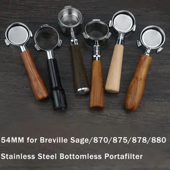 Portafilter без дъно 54 mm 3 години Подходящ за Breville Sage/870/875/878/880 Инструмент за филтриране на кафе с модифицираната дръжка от неръждаема стомана