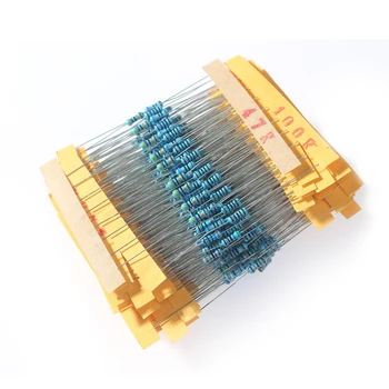 500ШТ 50 стойности на съпротивление 1/4 W В асортимент, комплект метални филма резистор 1 Ом ~ 10 М, Висококачествен набор от резистори 39K 47K 56K 68K