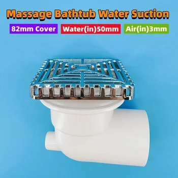 50 мм вода 82 мм капак за засмукване на вода в банята Квадратна мрежа форма Хромирана капачка Основа от PVC за масажна вана сливное устройство за обратна вода