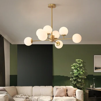 Подвесное осветление със стъклена топка за спалня/хол Nordic Brief LED Окачен лампа Home Indor Окачен лампа за помещения MJ1124