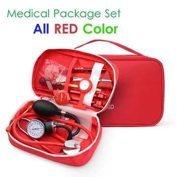 Червен монитор здраве, аксесоар за съхранение, комплект със стетоскоп, камертоном, рефлекторните чук, набор от инструменти с led дръжка