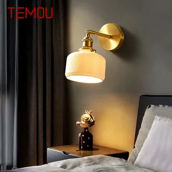 TEMOU Модерен месинг, с монтиран на стената лампа за дневна, спалня, прикроватной нощни шкафчета, ретро хотелския коридор, стенни свещника за антре