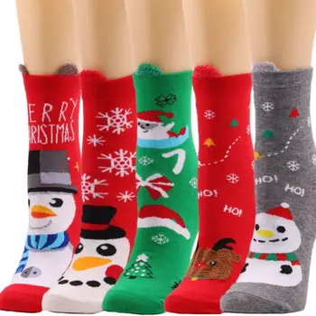 Зимни Топли спортни чорапи за жените, Коледни Дебели чорапи с принтом Санта Лосове и Снежен човек, Ластични чорапи за джогинг, къмпинг, за пътуване