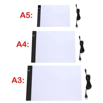 A3/ A4/A5 Тристепенна Led светлини с регулируема яркост Pad Дъска за рисуване Pad Проследяване на Светлина кутия Защита на очите е по-Лесно за диамант живопис