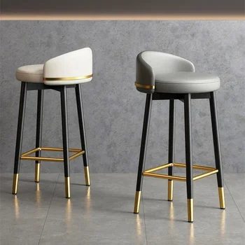 2 БР. Модерни минималистичные столове, Висок бар стол с облегалка от ковано желязо, стол, Лека Луксозно Модерно обзавеждане, Скандинавски бар стол