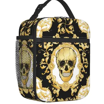 Луксозни Европейски чанти за обяд с череп в стил барок с цветя изолация В стил рококо, Разменени Термоохладитель, Кутия за Bento За деца, Ученици