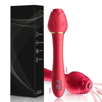Играчка-роза 2 в 1, смучене на клитора, вибратор за жените, вакуум стимулатор на зърната, Клиторная търтей, женски секс-машина, играчки за жени