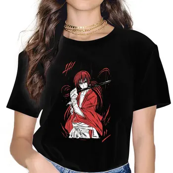 Kenshin Himura_1 Дамски тениски Rurouni Kenshin Manga Козметична реколта дамски дрехи Свободната графична облекло