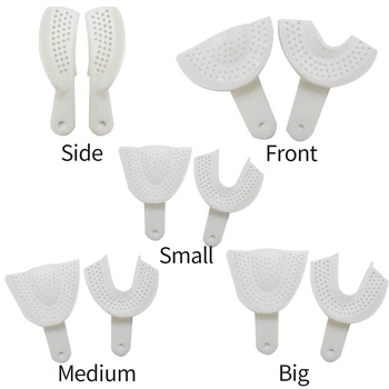 2 бр./компл. Стоматологичен Еднократна Оттискной Пластмасова тава Прозрачни подноси за зъбни протези Титуляр за зъби 5 Размер