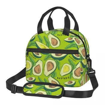 Скъпа мультяшная чанта за обяд с изолация от авокадо С регулируем пагон, вместительные опаковки за хранителни контейнери, термоохладители, обяд кутии