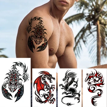 Реалистични Фалшиви Временни Татуировки Скорпион Стикер За Мъже Жени Превръзка Татуировки Високо Качество Моющийся Dragon Татуировки На Животни Декор