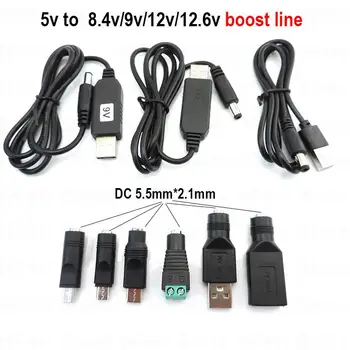 USB 5V към DC 5v 9v 12v 12.6 V 8.4 v usb mini 5pin type c штекерная линия повишаване на мощността Нагоре Модул жак Адаптер Кабел Конвертор