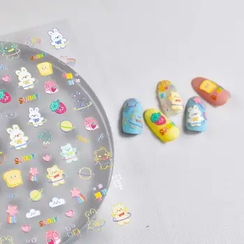Аксесоари Страхотна ягоди Мультяшные стикери за нокти Зайци Стикери за нокти Декорации за нокти Цветя Стикери за нокти