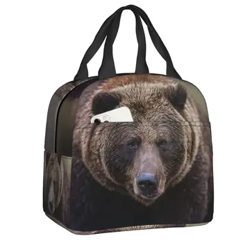 Дамска чанта-тоут с изолация, Brown Bear, детски преносим термоохладитель, обяд-бокс, чанти-контейнери за пикник, къмпинг, за пътуване