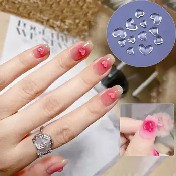 Направи си САМ Crystal Craft Ornament 3D Декорация за нокти, Декорации за нокти Прозрачни сърца за нокти, Аксесоари за маникюр