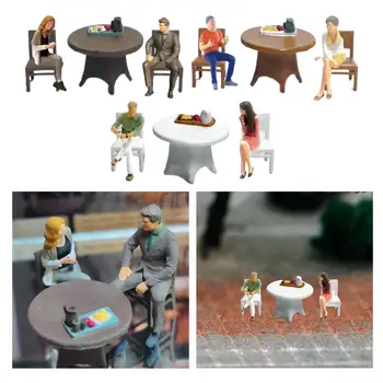 1/64 Модел Стол за Срещи на Мъжете и Жените, Модел Масата, на Сцената в Трапезарията, Модел Малки Хора за DIY Сцената, Диорама, Декор куклена Къща