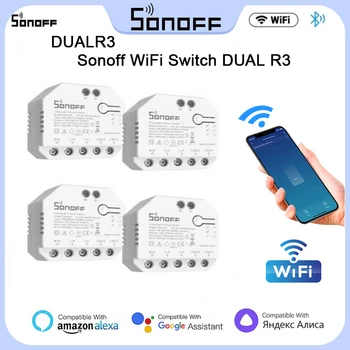 Sonoff WiFi Switch DUAL R3 САМ С Измерване на Мощност ДВОЙНА Релеен Модул R3 2 Банда Smart Home Switch Чрез eWeLink Алекса Google Home