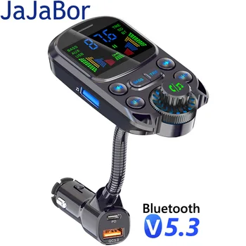 JaJaBor FM предавател FM Модулатор Автомобилен Bluetooth Хендсфри 5,3 AUX Аудиоприемник QC3.0 PD 30 W USB Бързо Зареждане на Автомобилен Mp3 плейър