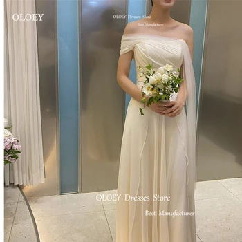OLOEY Прости копринени шифоновые Корейски сватбени рокли с едно рамо, дължина до пода, корсет на гърба, сватбени рокли големи размери по поръчка