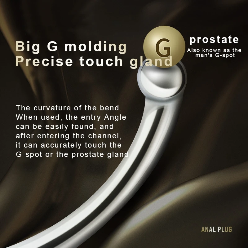 метален анален двоен размер от с сплав с извит С-образен дизайн за масаж на точка P на простатата и точката G при кулминацията на секс играчки за мъже-гейове . ' - ' . 5