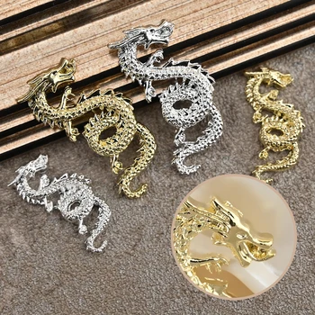 3D Златен/Сребърен дракон/Змия Метални висулки за нокти 10шт Змия дракон Aolly Луксозен дракон за нокти Планински кристал Декорации за маникюр със собствените си ръце * (*